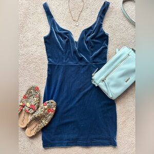 Express velvet mini dress | slate blue | Size 6